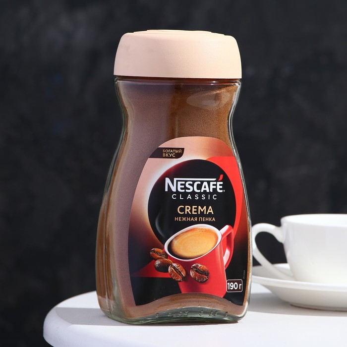 Кофе растворимый Nescafe Classic Крема ст/б, 190 г кофе якобс бразилиан селекшн 95 г растворимый ст б
