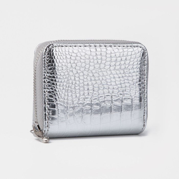 

Кошелёк женский на молнии, цвет серебряный