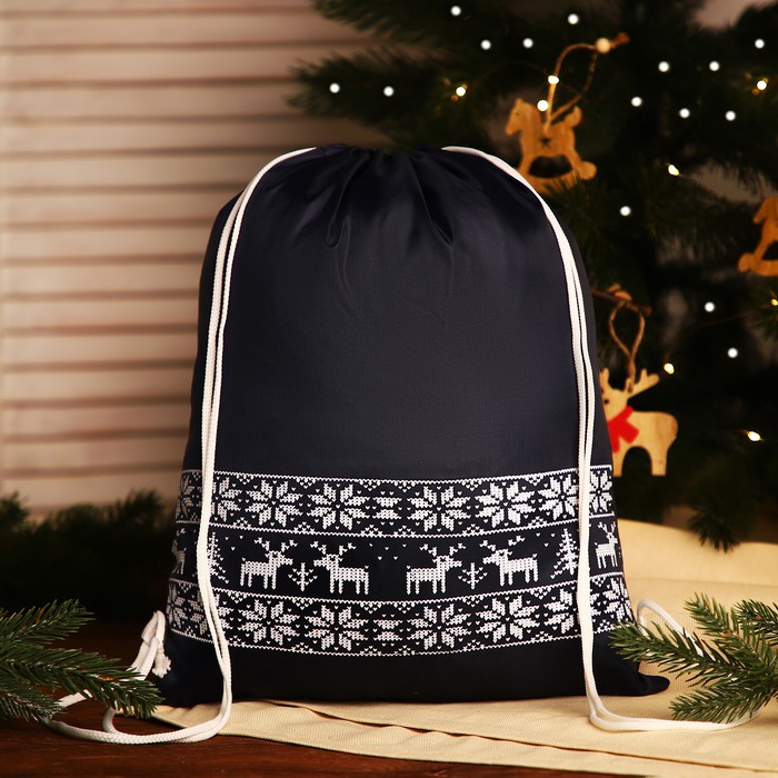 Мешок новогодний на шнурке, цвет чёрный мешок рюкзак новогодний на шнурке цвет синий разноцветный