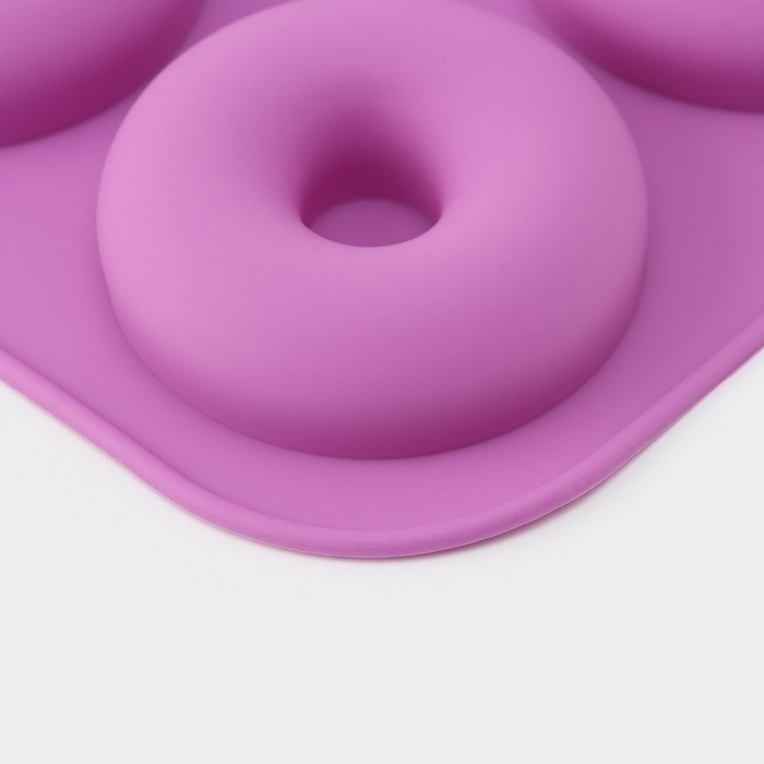 Форма для выпечки Доляна «Сладости.Пончик», 33×25×2 см, 12 ячеек, d=6,8 см, цвет МИКС