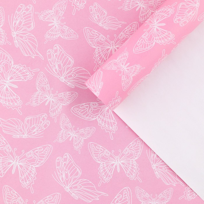 Бумага упаковочная глянцевая «Бабочки», 70 х 100 см