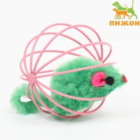 Игрушка "Мышь в шаре", 6 см, розовая/зелёная