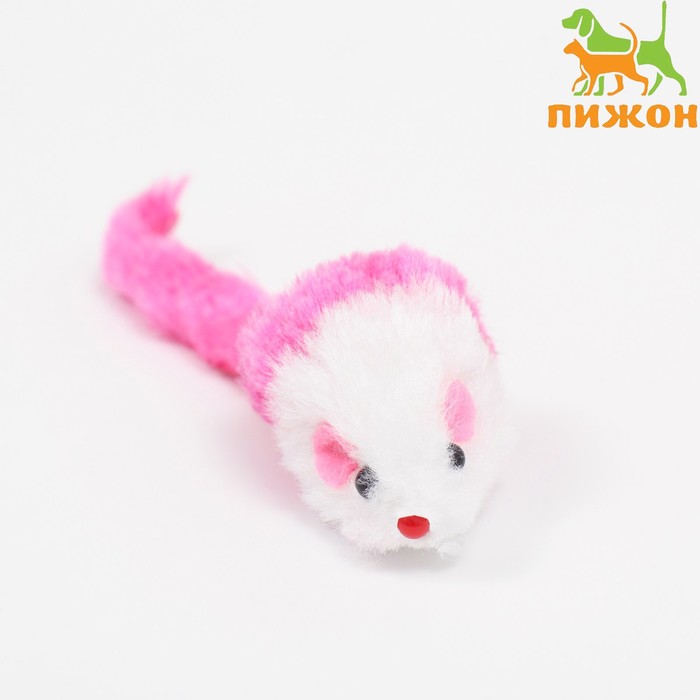 Игрушка для кошек Малая мышь двухцветная, 5 см, белая/розовая