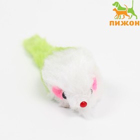 Игрушка для кошек 'Малая мышь' двухцветная, 5 см, белая/зелёная Ош