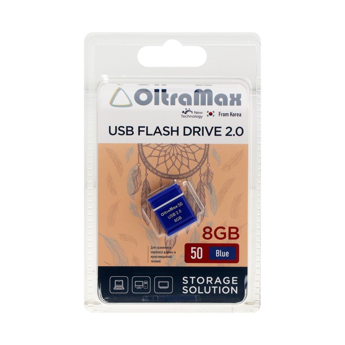 

Флешка OltraMax 50, 8 Гб, USB2.0, чт до 15 Мб/с, зап до 8 Мб/с, синяя