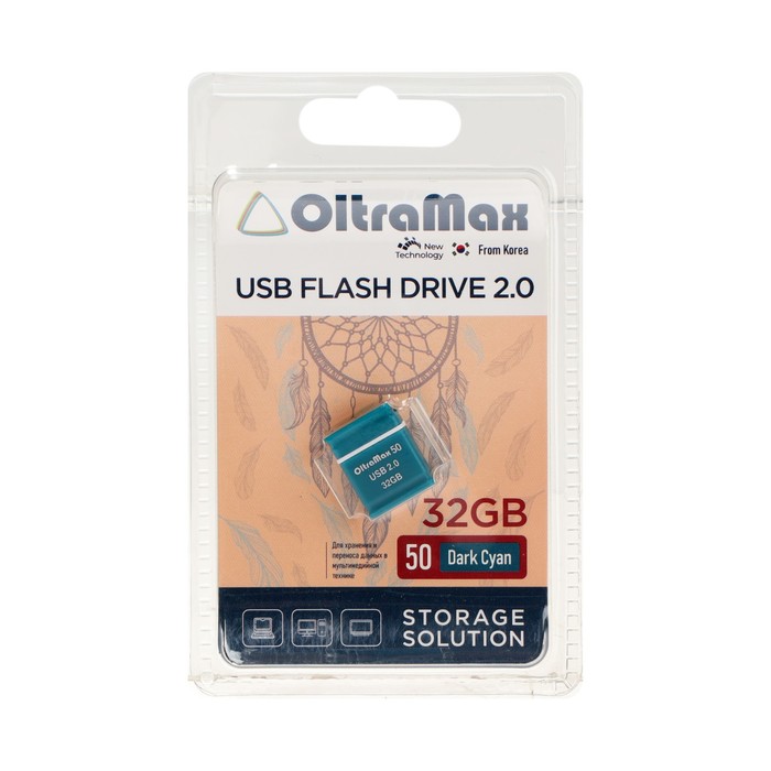 Флешка OltraMax 50, 32 Гб, USB2.0, чт до 15 Мб/с, зап до 8 Мб/с, т/зеленая флешка twist color зеленая 8 гб