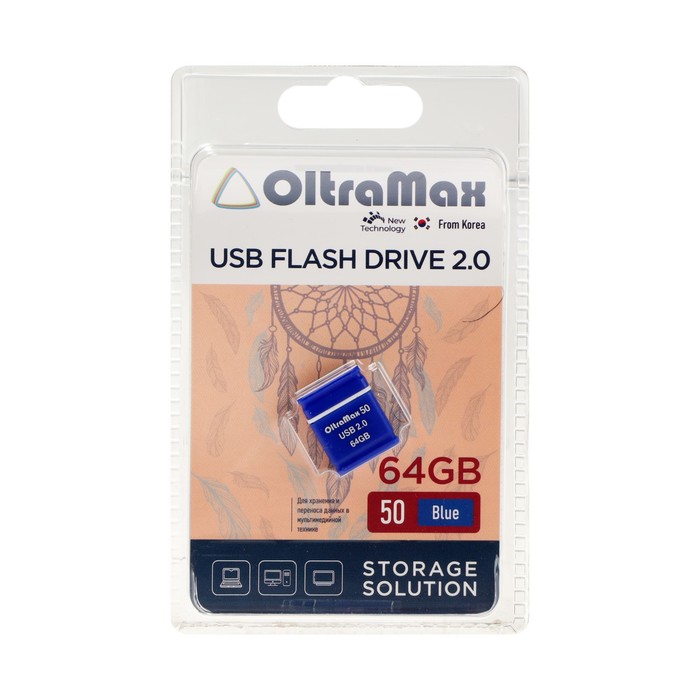 

Флешка OltraMax 50, 64 Гб, USB2.0, чт до 15 Мб/с, зап до 8 Мб/с, синяя