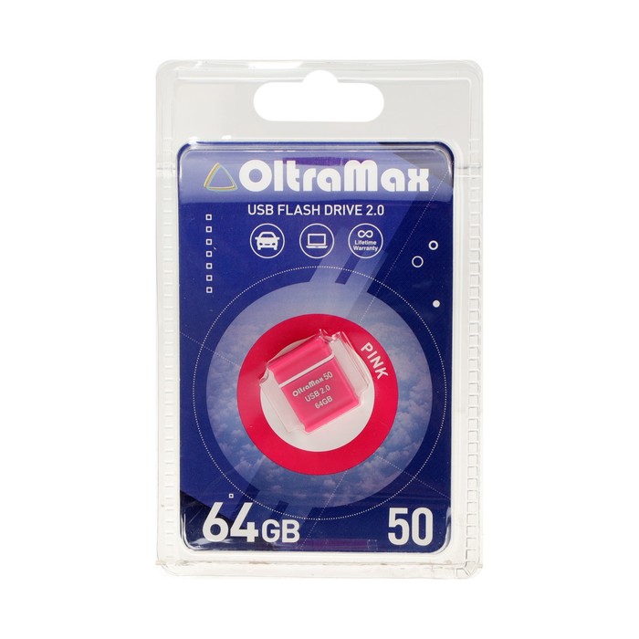 

Флешка OltraMax 50, 64 Гб, USB2.0, чт до 15 Мб/с, зап до 8 Мб/с, розовая