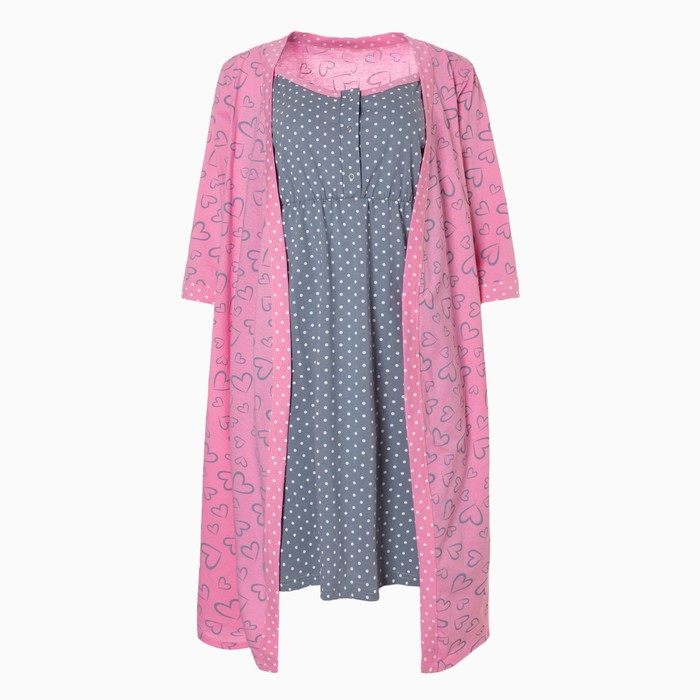 фото Комплект женский (сорочка/халат) для беременных, цвет розовый, размер 52 tlg