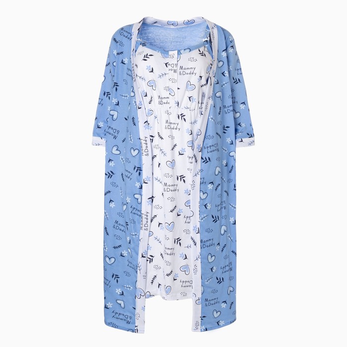 фото Комплект женский (сорочка/халат) для беременных, цвет голубой, размер 54 tlg