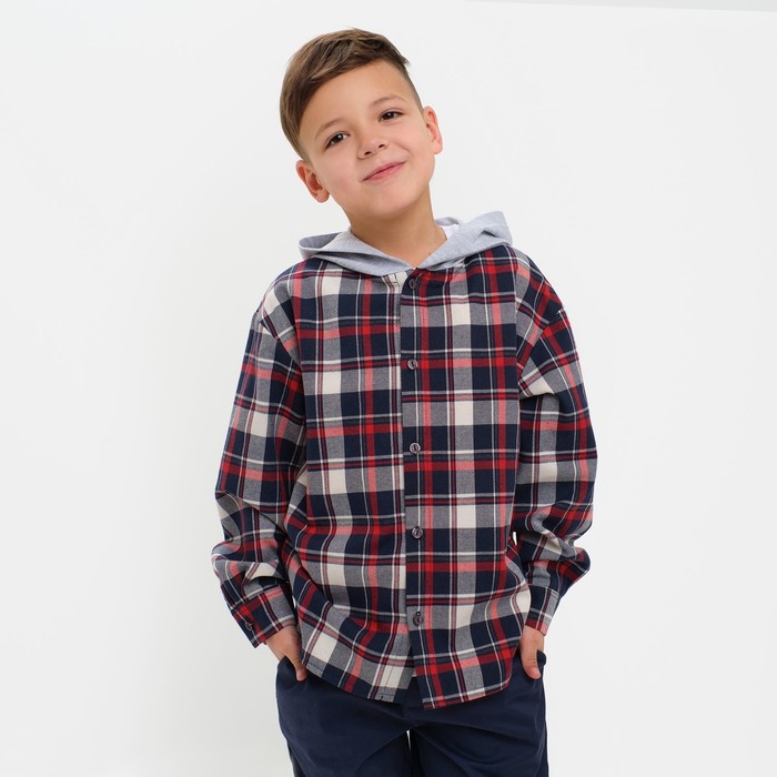Рубашка для мальчика с капюшоном KAFTAN, р. 32 (110-116 см)