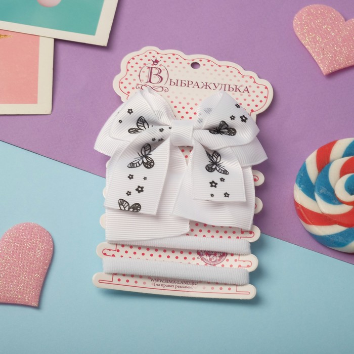 фото Набор для волос "малютка" 5 шт (1 зажим,4 резинки) бабочки выбражулька