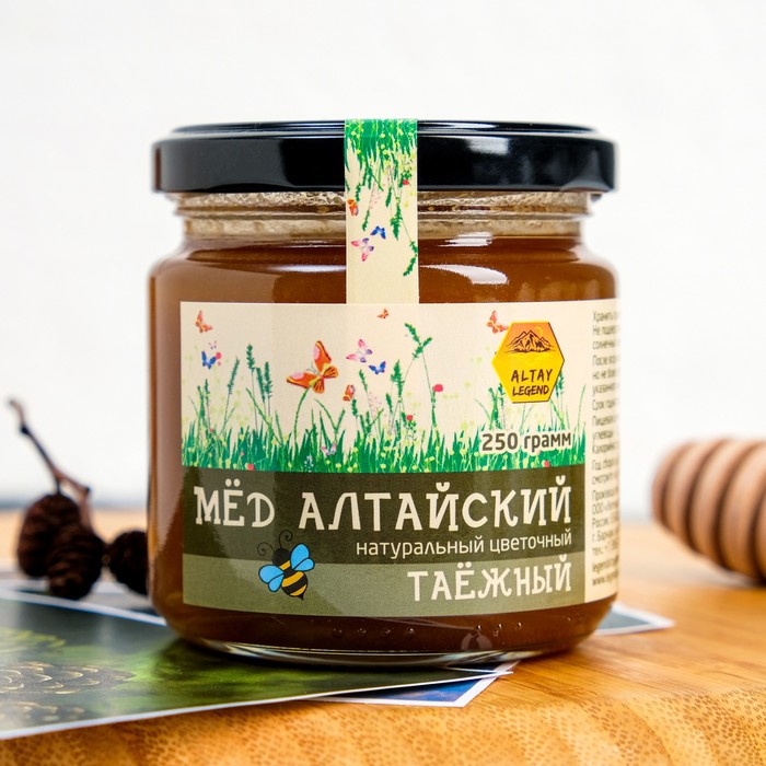 Мёд Алтайский Таежный, натуральный цветочный, 250 г стекло цветочный мёд сотка 250 г