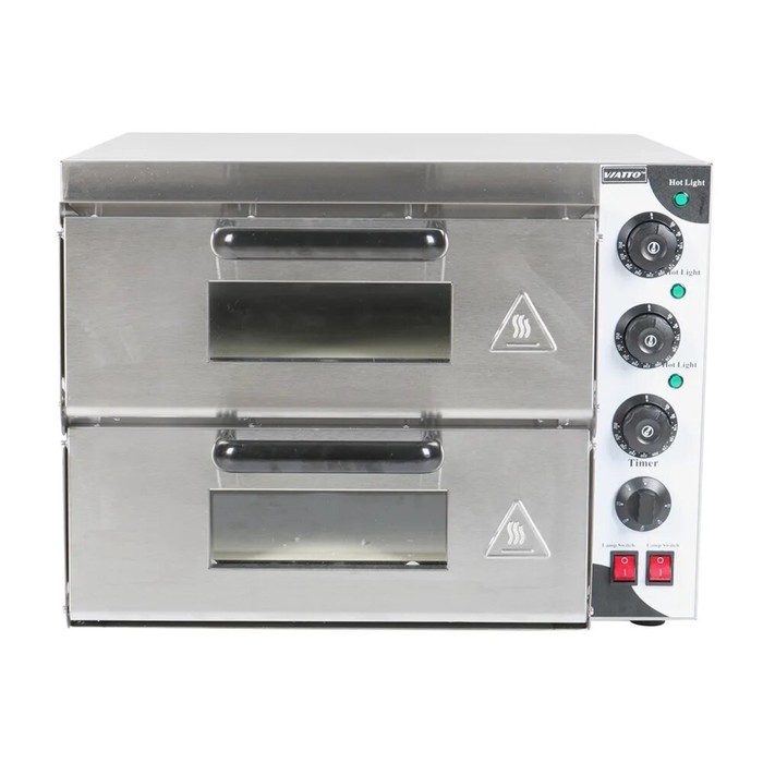 

Печь для пиццы VA-PO2ST, 3000 Вт, 2 камеры, до 350°С, серебристая