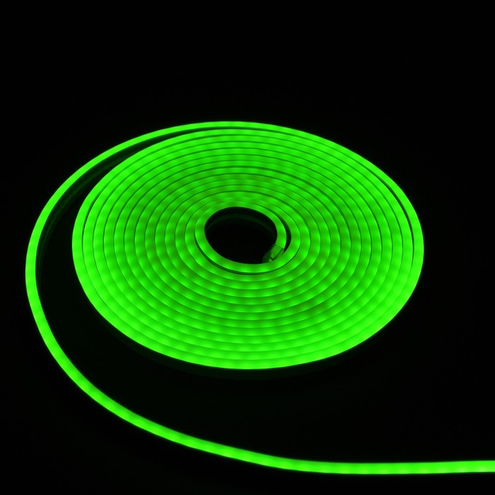 Гибкий неон Luazon Lighting 6 × 12 мм, IP65, 5 м, SMD2835, 120 LED/м, 12 В, свечение зелёное гибкий неон general 6 x 12 мм ip67 5 м smd2835 120 led м 12 в свечение синее