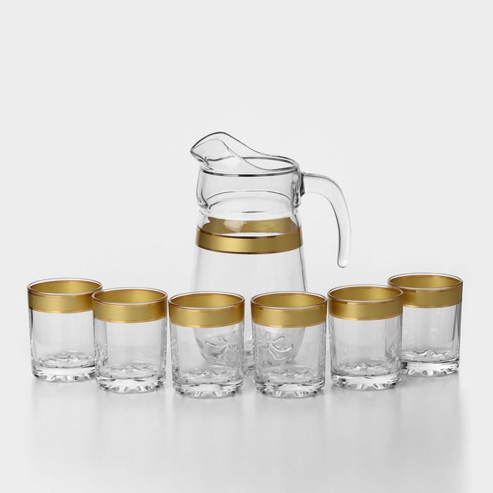 Набор питьевой с золотой каймой «Ампир», 7 предметов: кувшин 1,34 л, стаканы 250 мл, 6 шт набор питьевой радуга лилия 7 предметов кувшин 1 2 л стаканы 230 мл 6 шт цвет микс