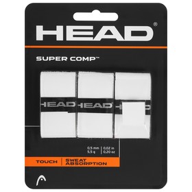 Намотка овергрип для теннисной ракетки Head Super Comp, 285088-WH, 0,5 мм, 3 шт., цвет белый Ош