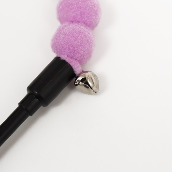 Дразнилка-удочка "Гусеница с перьями", ручка 47 см, фиолетовая/оранжевая