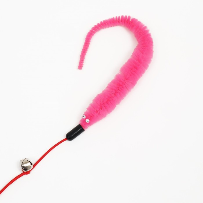 Дразнилка-удочка "Змейка" с бубенчиком, розовая на розовой ручке