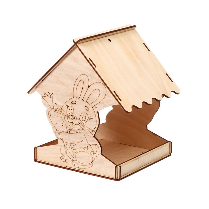 Деревянная кормушка-конструктор для птиц «Заяц с морковкой», 14 × 14.5 × 18 см, Greengo кормушка для птиц новогодний заяц 14 × 14 5 × 18 см