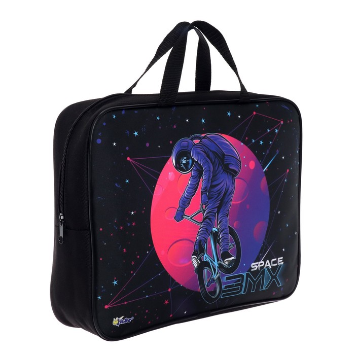 Папка с ручками текстильная А4, 350 х 265 х 45 мм, "Оникс", ПМД 4-20 "Космонавт BMX", ручка-тесьма 9431247