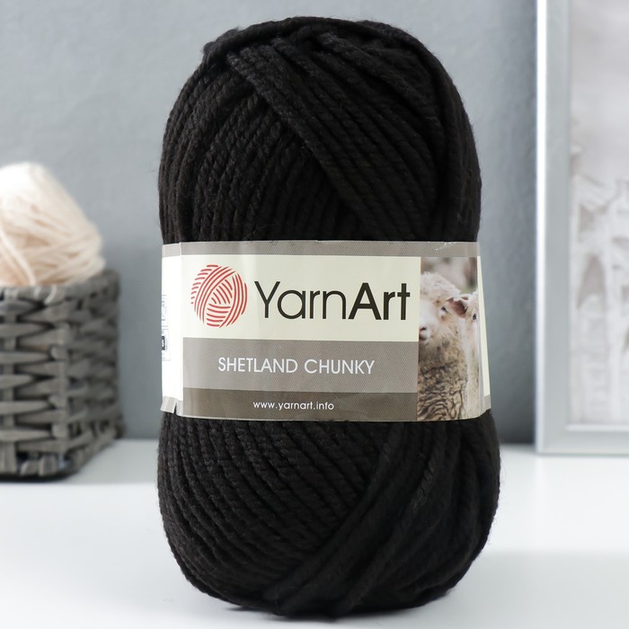 

Пряжа "Shetland Chunky" 50% акрил, 50% шерсть 150м/100гр (602 чёрный)