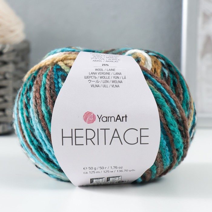 

Пряжа "Heritage" 75% акрил, 25% шерсть 125м/50гр (337 изумруд-белый-бежевый)