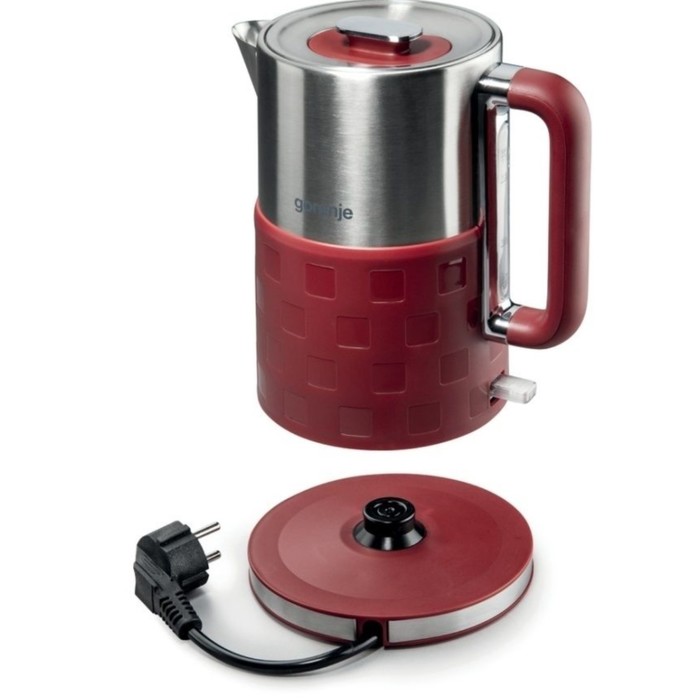Чайник Gorenje K17FER, металл/пластик, 1.7 л, 2200 Вт, красный/серебристый