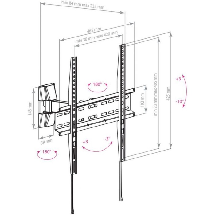 фото Кронштейн для телевизора arm media lcd-413, до 35 кг, 26-55", настенный, поворот и наклон, чёрный