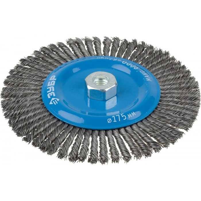 Щетка дисковая ЗУБР 35192-175, для УШМ, стальная 0.5 мм, плетеные пучки, М14х175 мм 35192