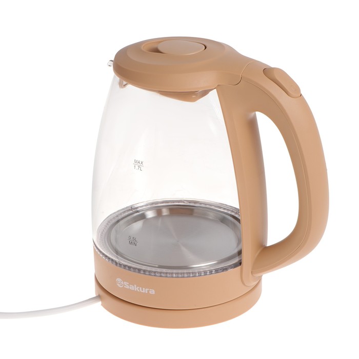 

Чайник электрический Sakura SA-2733BG, стекло, 1.7 л, 2200 Вт, бежевый