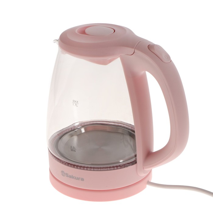 

Чайник электрический Sakura SA-2733BG, стекло, 1.7 л, 2200 Вт, розовый