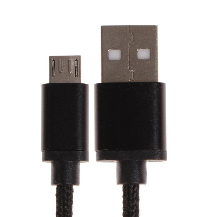 фото Кабель oxion dcc258, microusb - usb, зарядка + передача данных, 1.3 м, оплетка, черный