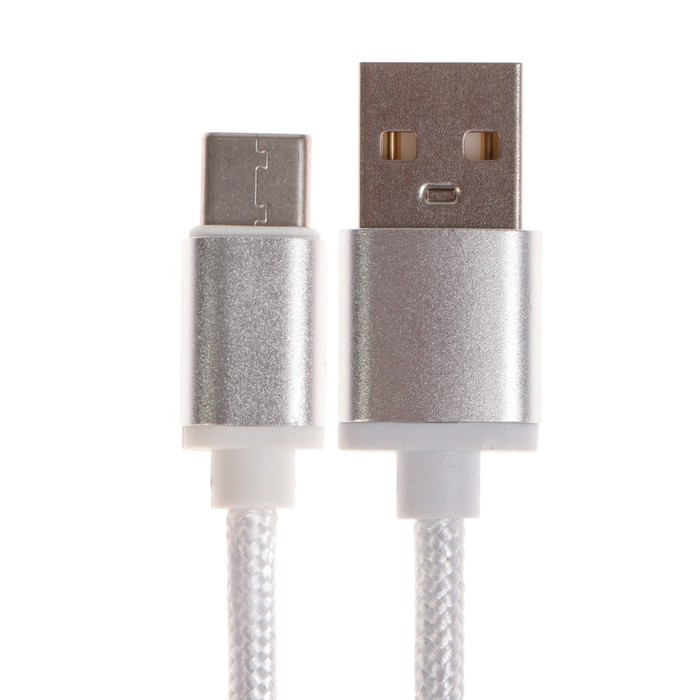 фото Кабель oxion dcc259, type-c - usb, зарядка + передача данных, 1.3 м, оплетка, белый