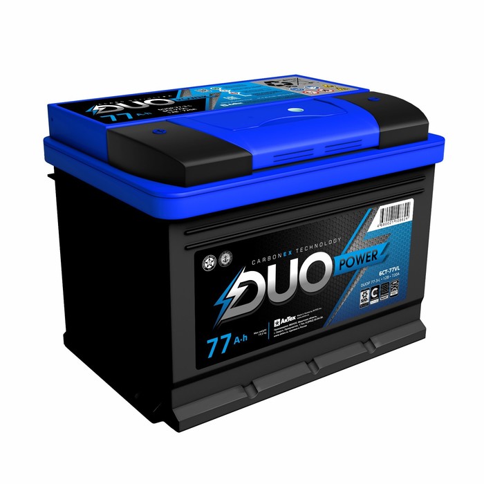 

Аккумулятор Duo Power 77 А/ч, 750 А, 278х175х190, прямая полярность