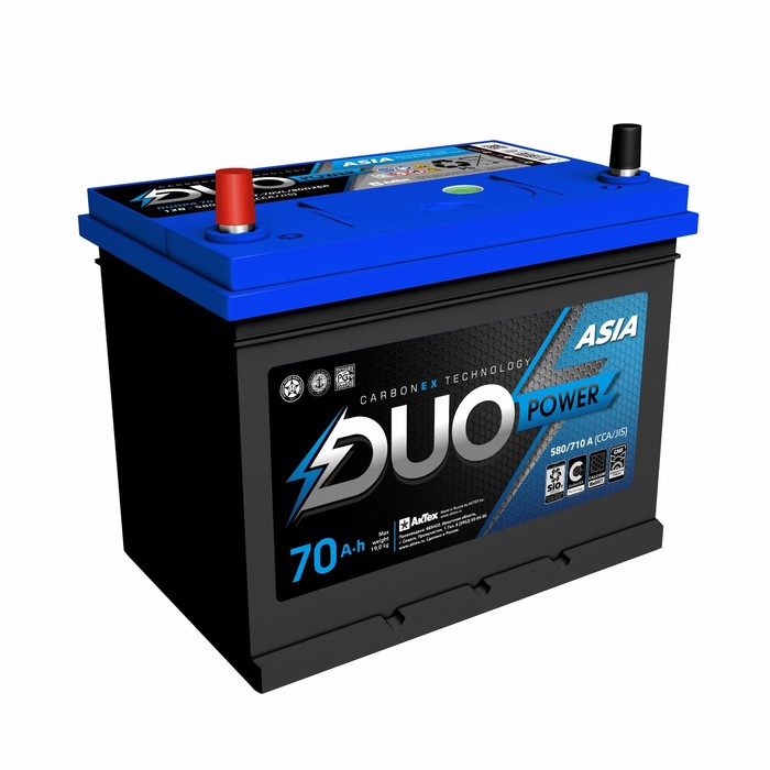 

Аккумулятор Duo Power Asia 70 А/ч, 580 А, 260х175х225, прямая полярность