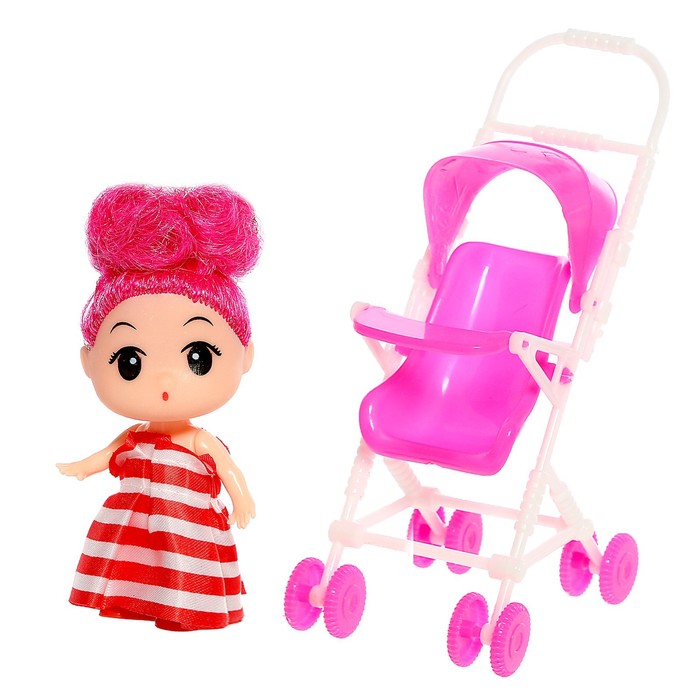 Кукла малышка «Алина» с коляской, цвета МИКС кукла модель мама с дочкой с коляской микс