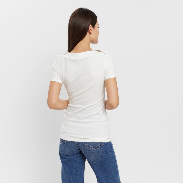 

Футболка женская с вырезом лодочка MINAKU SLIM FIT: цвет ваниль, р-р 42