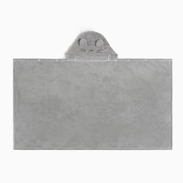 Полотенце с капюшоном Крошка Я,  цв. серый, 67*120 см, 100% п/э,  280 г/м2