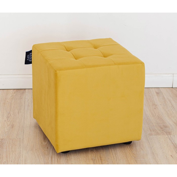 Пуф «Сидней лайт», 400 × 400 × 400 мм, велюр, цвет горчичный