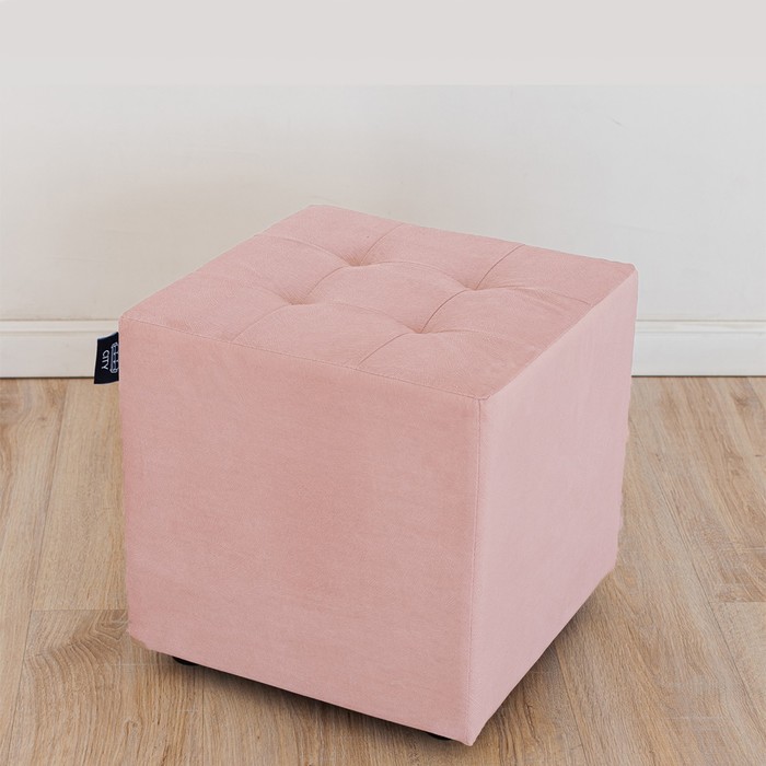 Пуф «Сидней лайт», 400 × 400 × 400 мм, велюр, цвет розовый