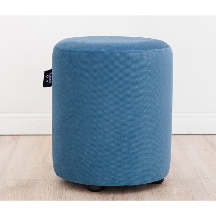 Пуф «Сидней раунд», 340 × 340 × 400 мм, велюр, цвет синий