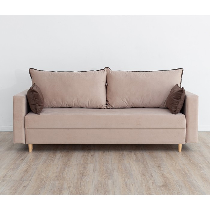 Прямой диван «Венеция», механизм еврокнижка, велюр, цвет бежевый