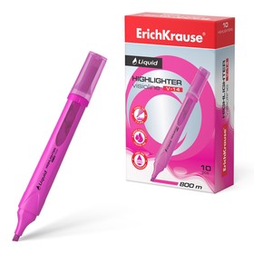 Маркер текстовыделитель ErichKrause Liquid Visioline V-14 Neon, 0.6-4.0 мм, жидкие чернила на водной основе, розовый