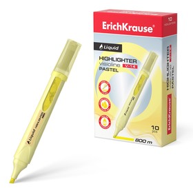 Маркер текстовыделитель ErichKrause Liquid Visioline V-14 Pastel, 0.6-4.0 мм, жидкие чернила на водной основе, жёлтый