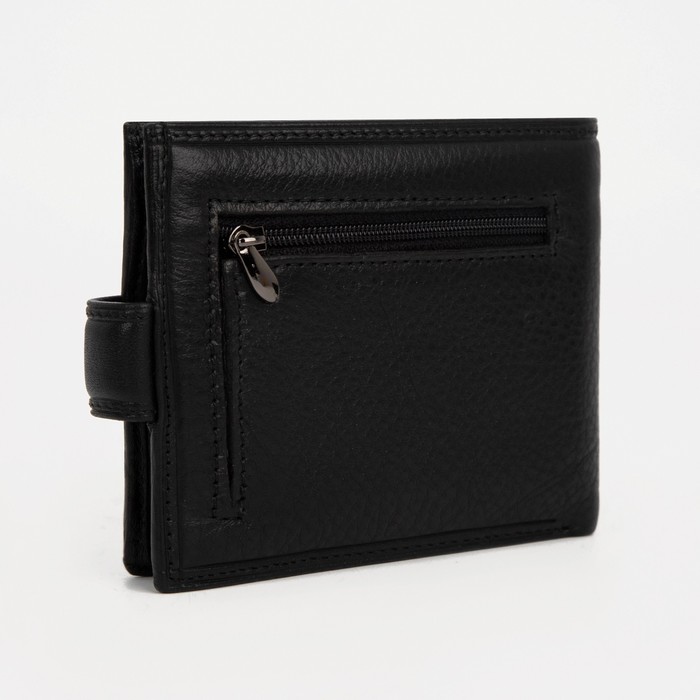 

Портмоне на кнопке, отдел для купюр, для карт, для монет, цвет чёрный