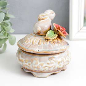 

Шкатулка керамика "Зайка с цветком" 10,3х10,3х11 см