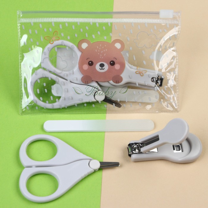 цена Маникюрный набор детский для самых маленьких «Мишка» (ножницы+щипчики+пилка)