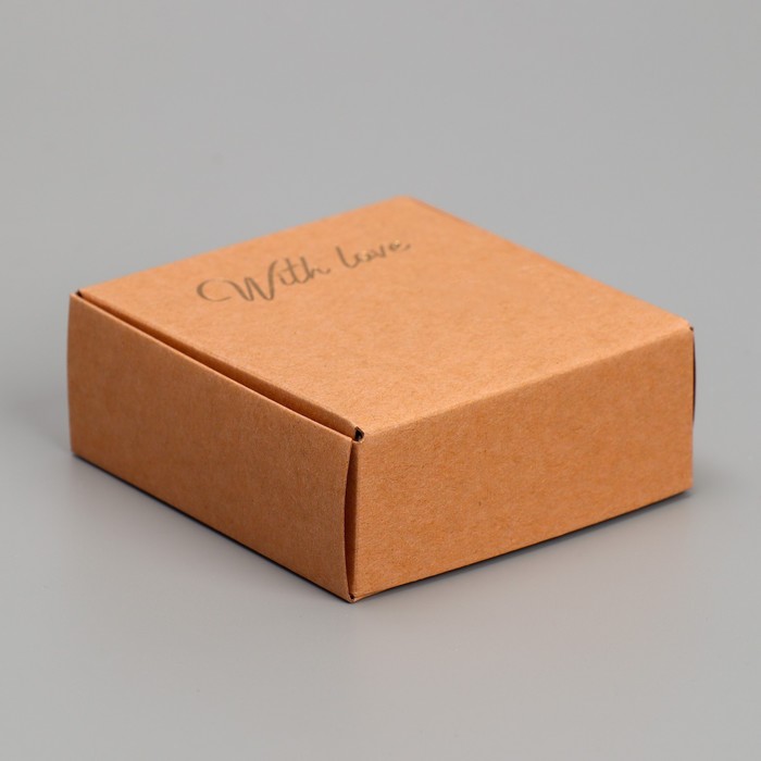 Коробка под бижутерию крафтовая «With love», 7.5 × 7.5 × 3 см