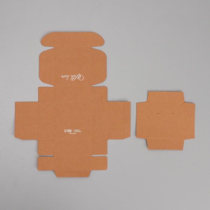 Коробка под бижутерию крафтовая «With love», 7.5 × 7.5 × 3 см